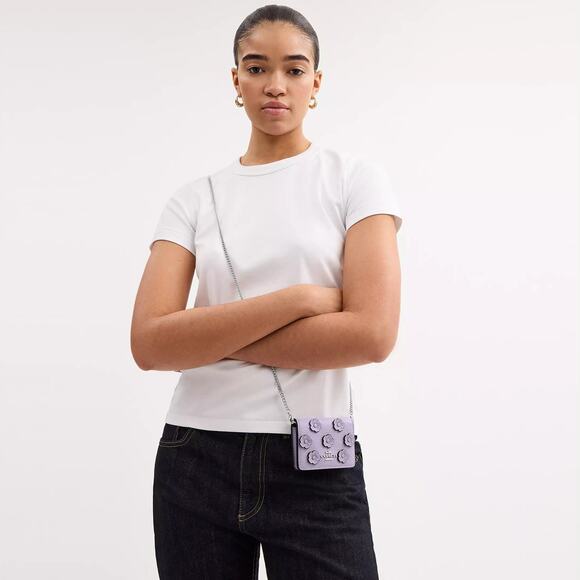 🌸 Coach Mini Wallet On A Chain With Floral Applique - Picture 4 of 12